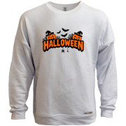 Свитшот без начеса Надпись Halloween с тыквами