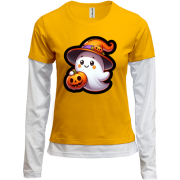 Комбінований лонгслів Маленький привид з гарбузом