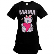 Подовжена футболка з плюшевим ведмедиком "мама"