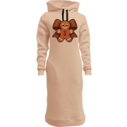 Женская толстовка-платье Новогодняя печенька с бантом