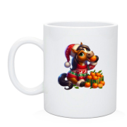 Чашка Новорічна конячка з мандаринами