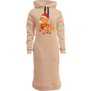 Женская толстовка-платье Новогодняя лошадка