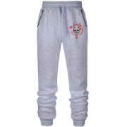 Штаны из футера без начеса с демоническим черепом