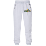 Штаны из футера без начеса с попугаями Ара