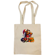 Сумка шоппер Новогодняя лошадка с мандаринами