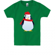 Дитяча футболка c пінгвіном в шапці Санти