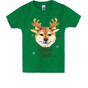 Дитяча футболка на новий рік з рогатою собачкою