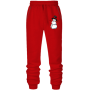 Штаны из футера без начеса со снеговиком в цилиндре