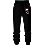 Штаны из футера без начеса с новогодним противогазом