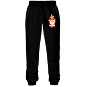 Штаны из футера без начеса с Сантой и звездой