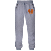 Штаны из футера без начеса с пряничными человечками