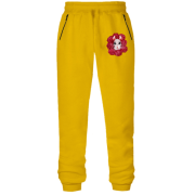 Штаны из футера без начеса с крысой в розах