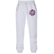 Штаны из футера без начеса с крысой в фиалках