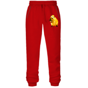 Штаны из футера без начеса с желтой крысой