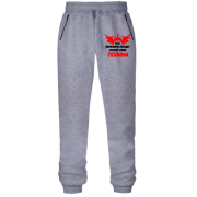 Штаны из футера без начеса с надписью 