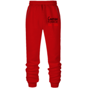 Штаны из футера без начеса с надписью 