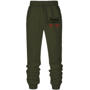 Штаны из футера без начеса с надписью 