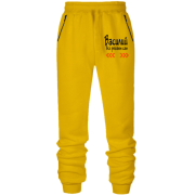 Штаны из футера без начеса с надписью " Василий всё решает сам "