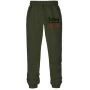 Штани з футера без начісу з написом 