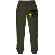 Штаны из футера без начеса с надписью 