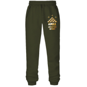 Штаны из футера без начеса с надписью 