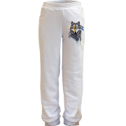 Детские штаны Волк с желто-синими перьями