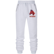 Штаны из футера без начеса с надписью 