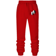 Штаны из футера без начеса с театральными масками