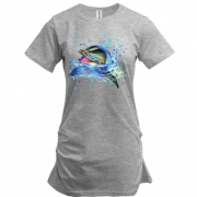 Подовжена футболка з дельфіном що виглядає з води (1)