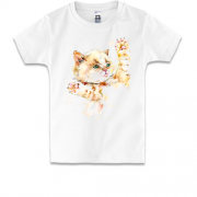 Детская футболка с акварельным котенком