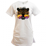 Подовжена футболка з акварельним леопардом в окулярах