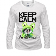 Лонгслив с Бостон-терьером "Ceep calm & be positive"