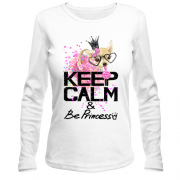 Лонгслив с собачкой "Ceep calm & be princess"