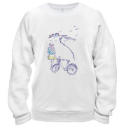 Свитшот Девушка с велосипедом на набережной