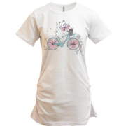 Подовжена футболка Кішечка на велосипеді