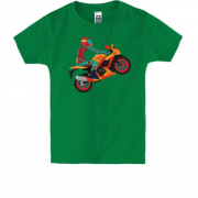 Дитяча футболка з арт ілюстрацією мотоцикліста спортсмена