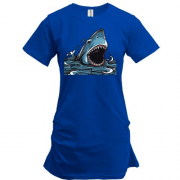 Подовжена футболка з акулою яка відкрила пащу