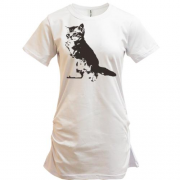 Подовжена футболка з прохальним котом