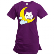 Подовжена футболка з кошеням на місяці