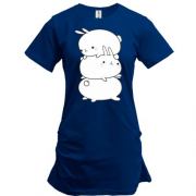 Подовжена футболка з трьома кроликами один на одному