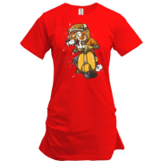 Подовжена футболка з тигром на мопеді