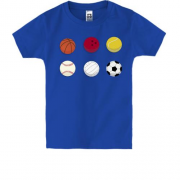 Дитяча футболка з м'ячами видів спорту
