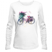 Лонгслив с велосипедом и цветами