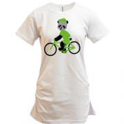Подовжена футболка з пандою на велосипеді