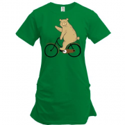 Подовжена футболка з ведмедем на велосипеді