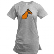 Подовжена футболка з минималистичний конем