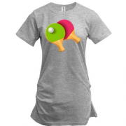 Подовжена футболка з ракетками для настільного тенісу