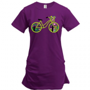 Подовжена футболка з зеленим велосипедом