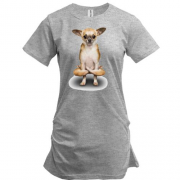 Подовжена футболка с собакой йогой 2