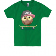 Детская футболка с совой на скейте